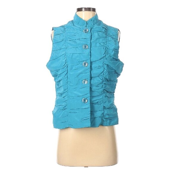 Erin London Topside Turquoise Blue Ruched Vest NWT Women's Size S - Picture 1 of 7